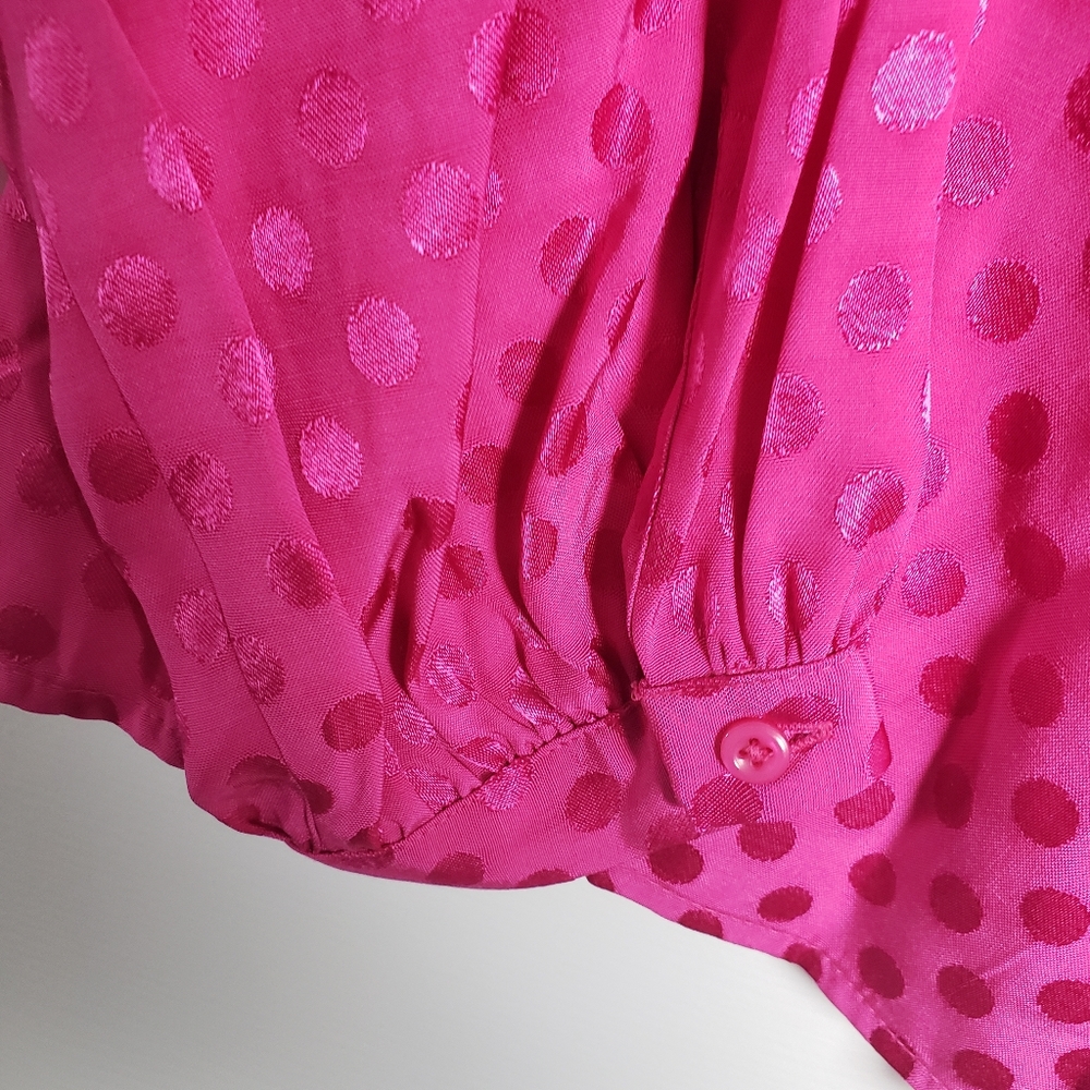 NWT Charter Club Fushia Polka Dot Long Sleeve Blouse - Picture 7 of 10